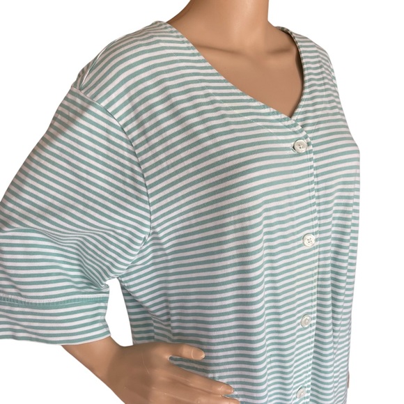 ORVIS XL midi cotton button front robe housedress night gown striped modest - Picture 8 of 10